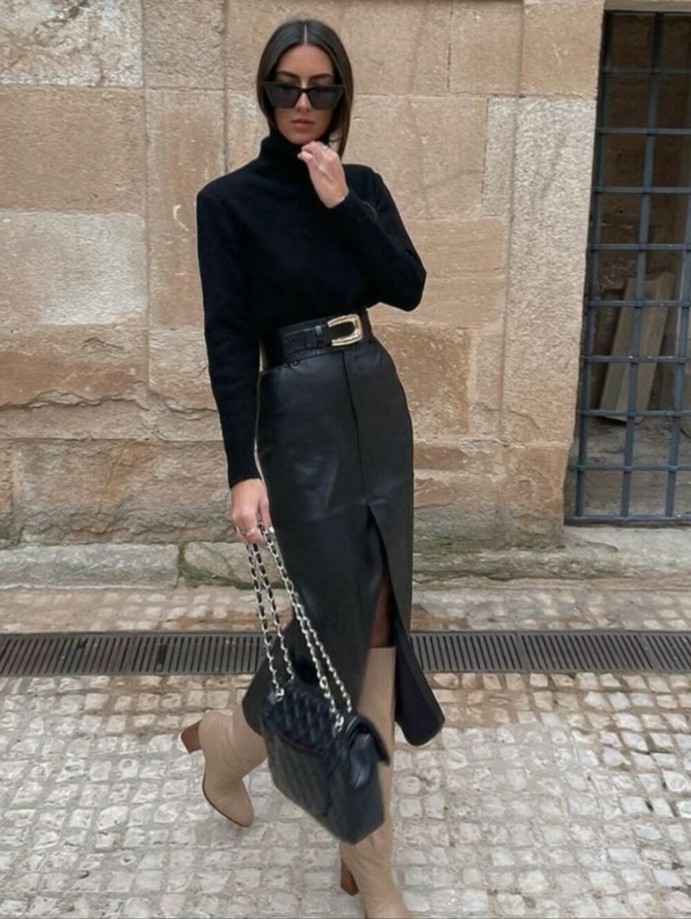 Zara Faux Leather Midi Black Skirt L - Picture 3 of 10
